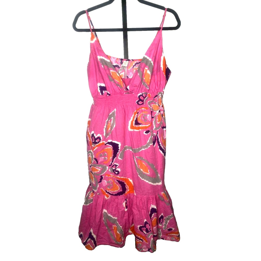 Vintage‎ Old Navy Midi Dress Women's Size XL pink Floral Sundress Tiered Ruffle